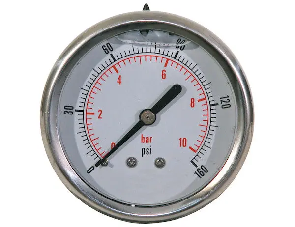 Silicone Filled Pressure Gauge - Center Back Mount 0-160 Psi | Hpgcb160 Buyers Products 1