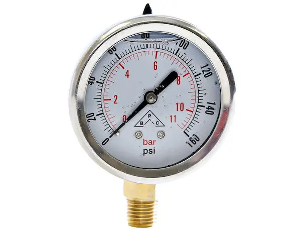 Silicone Filled Pressure Gauge - Stem Mount 0-160 Psifor Use With Truck And Trailer Hydraulic Systems | Hpgs160 Buyers Products 1