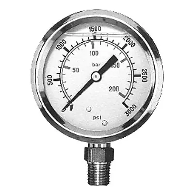 Silicone Filled Pressure Gauge - Stem Mount 0-200 Psi | Hpgs200 Buyers Products 1
