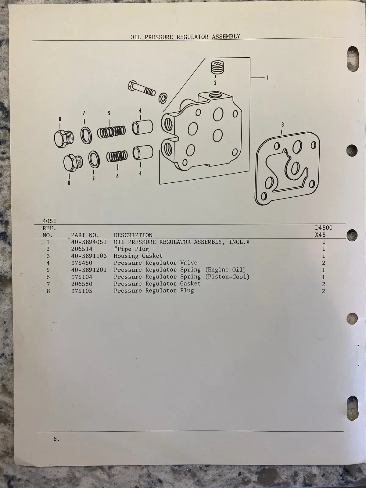 40-3891103 Gasket, Housing Gasket For The Oil Pressure Regulator. Used On The 4800,5000 Series Hercules Engines 2