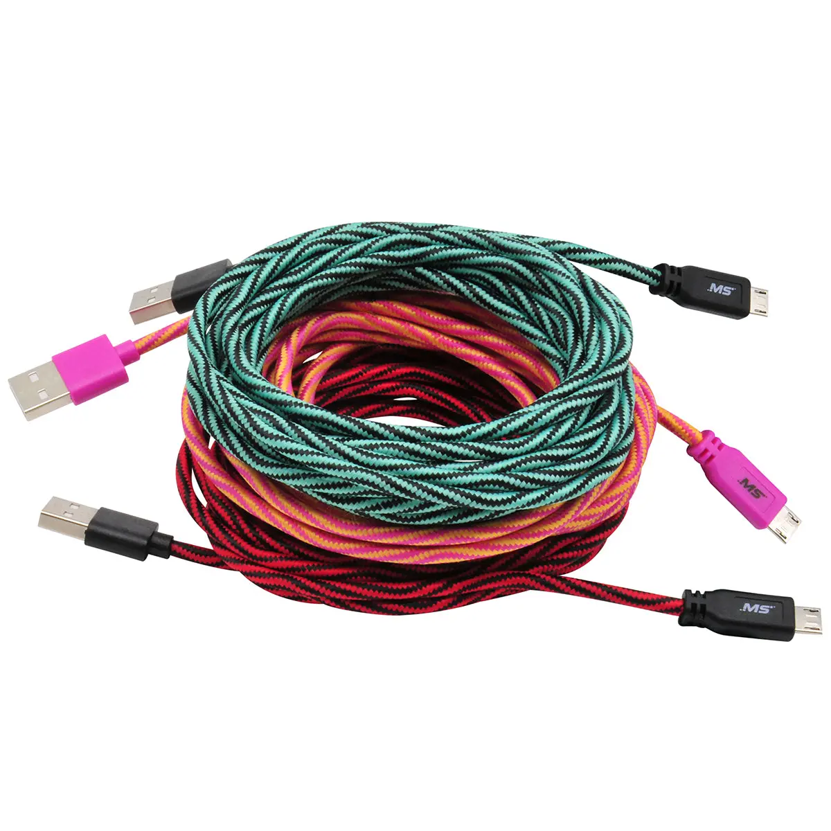 10' Micro Usb Charge And Sync Cable Assortment, Assorted Colors | Mobilespec Mb06616 1