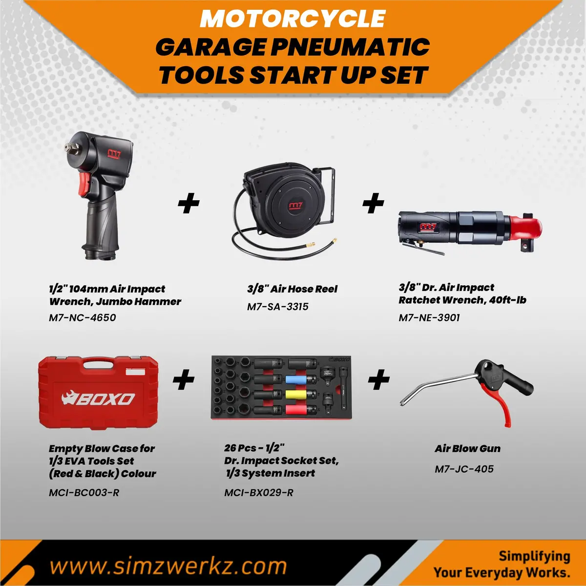 Motorcycle Garage Pneumatic Tools Start Up Set 1