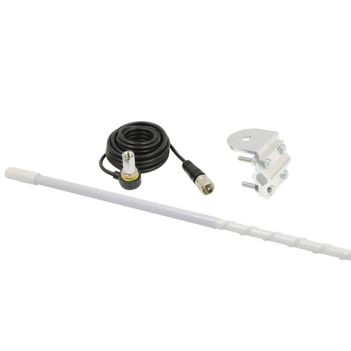 3' Platinum Series Single Mirror Mount Cb White Antenna Kit, 1000W |  Rpps13kw 1