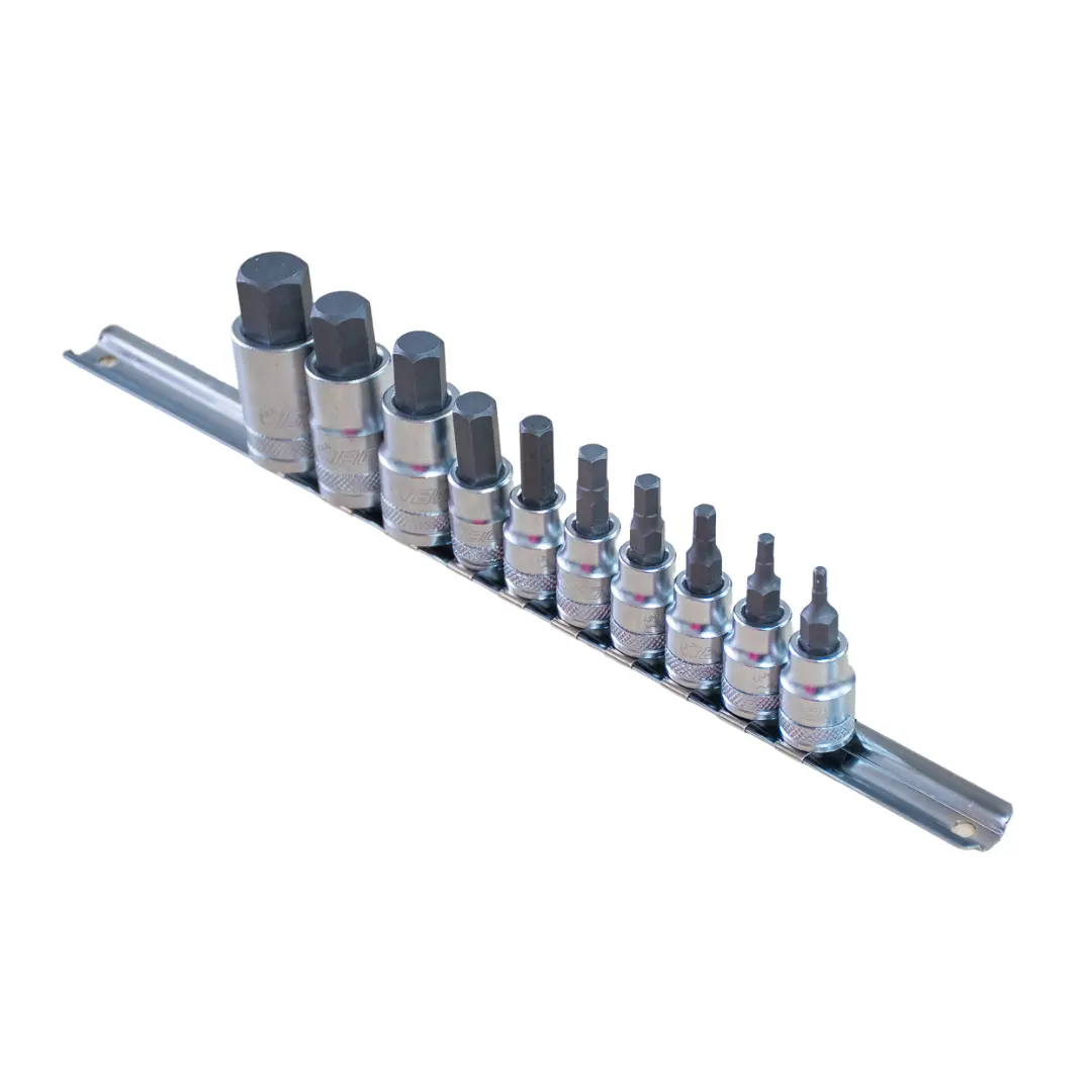10 Pce 3/8" & 1/2" Dr. Hex Bit Socket Rail Set 1