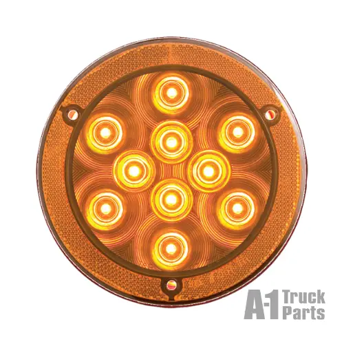 4" Round 10-Led Yellow Stop/Turn/Tail Light, Pl-3 Connection For Recess Flange Mount | Optronics Stl43abx 1