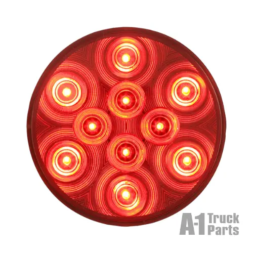 4" Round 10-Led Red Stop/Turn/Tail Light, Pl-3 Connection For Grommet Mount | Optronics Stl43rbp 1