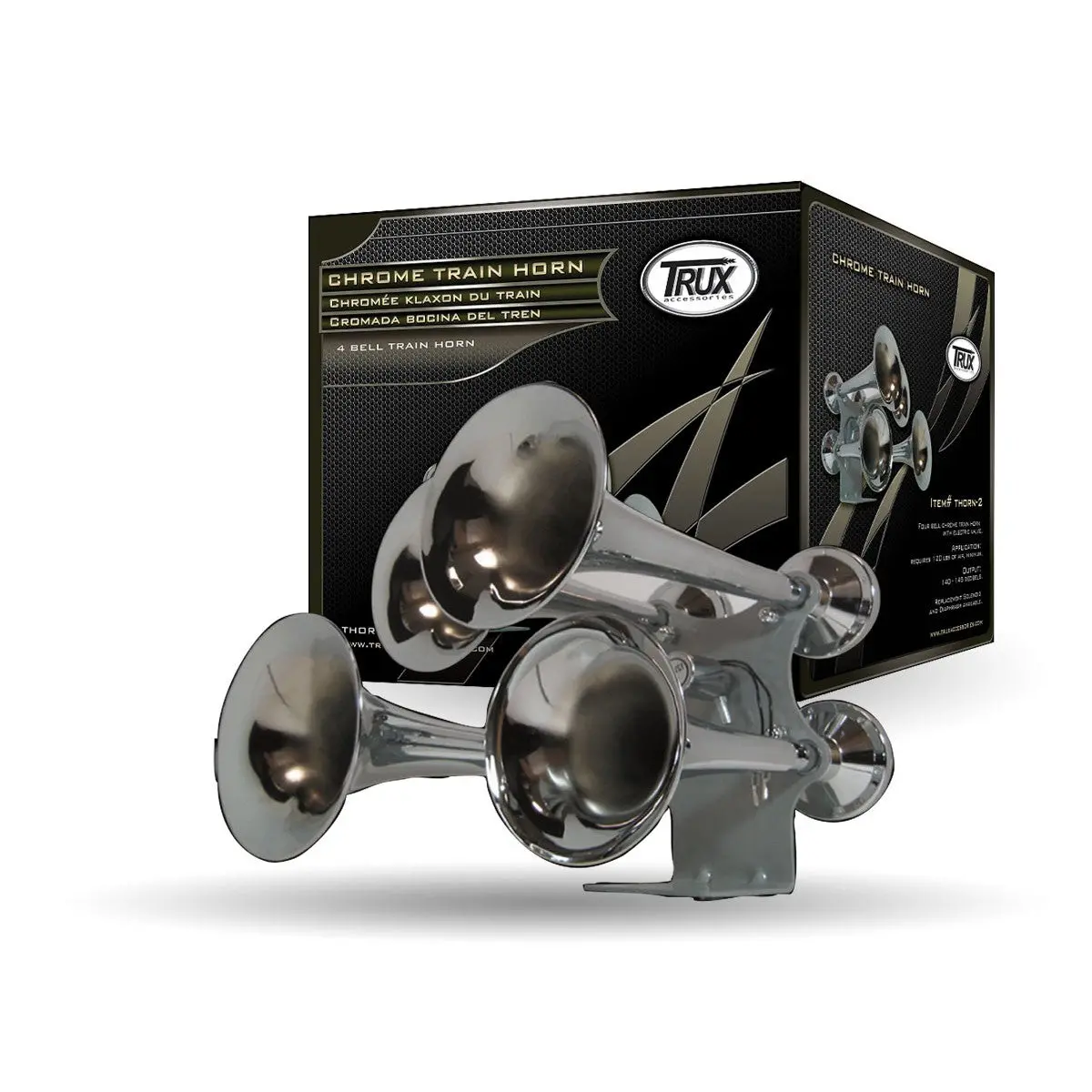 Four Trumpet Air Horn, 140-145 Decibels Of Sound | Thorn-2 ‎Trux Accessories 1