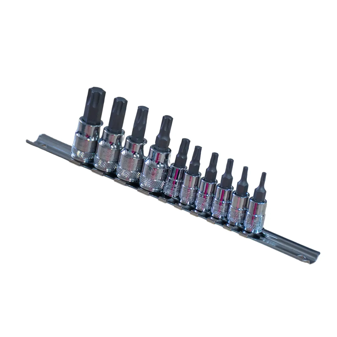 10 Pce 1/4" & 3/8" Dr. Torx Bit Socket Rail Set 1