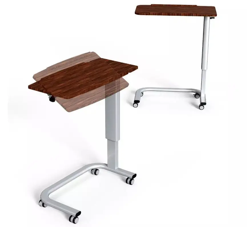 Wooden Texture Overbed Table On Castors 1