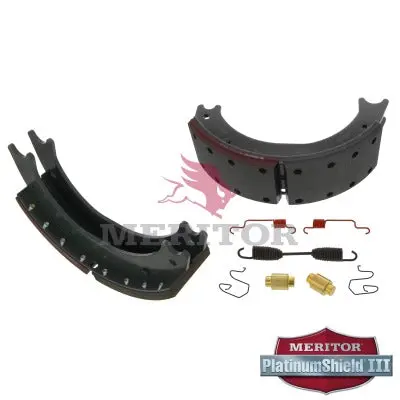 Front - Block Lined Brake Shoe Kit With Hardware | Remanufactured | Meritor Xk2124729es 1