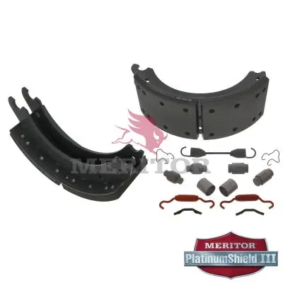 Lined Brake Shoe Kit With Hardware For 15" X 5" Front Axle Q Plus Brakes | Remanufactured | Meritor Xk3124703qp 1