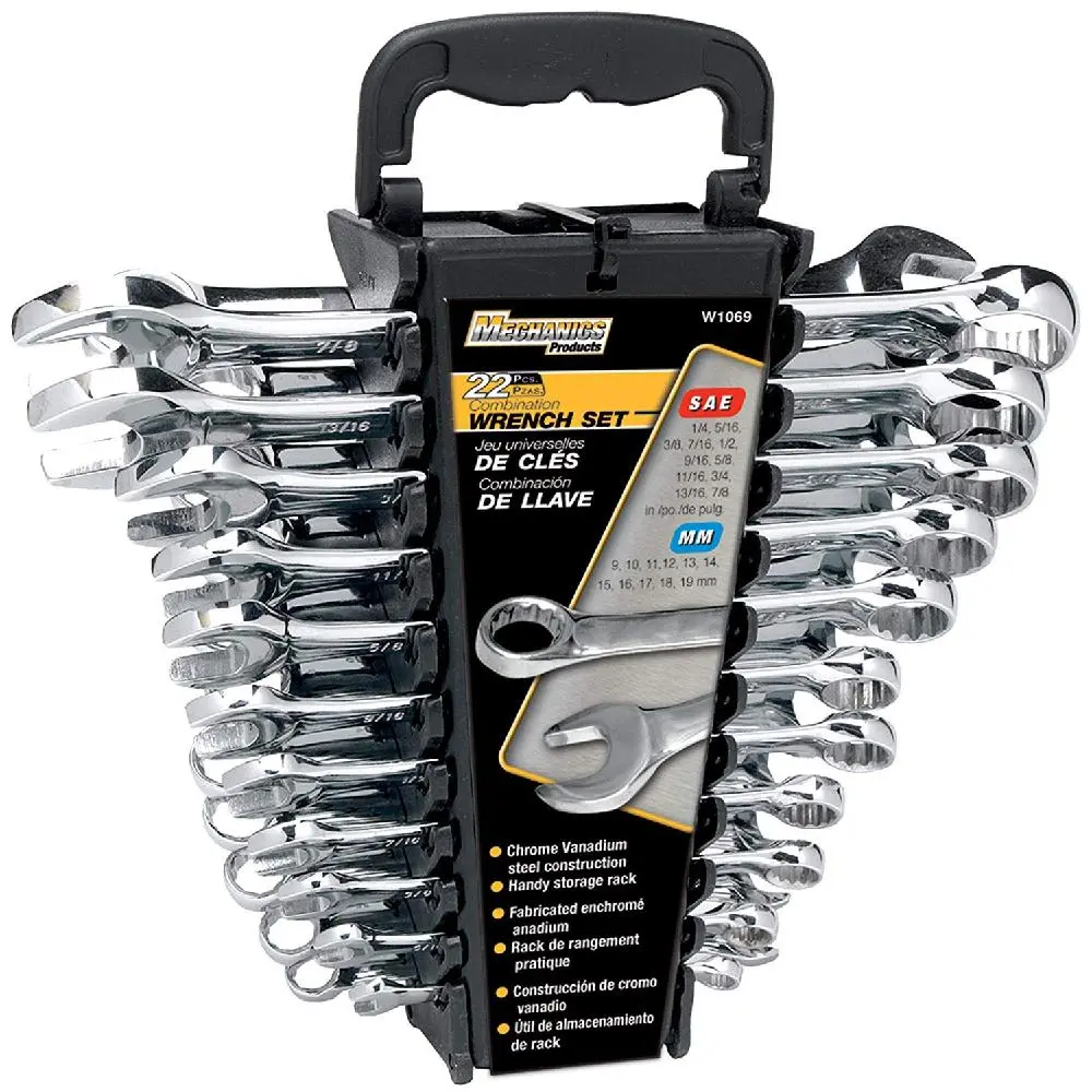 22 Piece Cr-V Wrench Set W/ Rack | W54273 Performance Tool 1