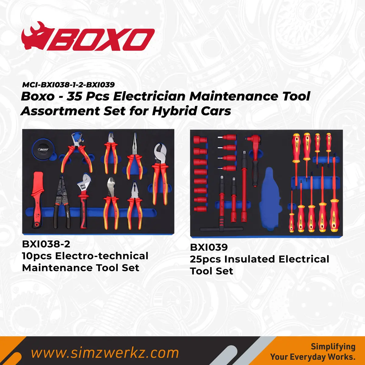 35 Pcs - Electrician Maintenance Tool Assortment Set For Hybrid Cars, 2 X 3/3 System Insert 1