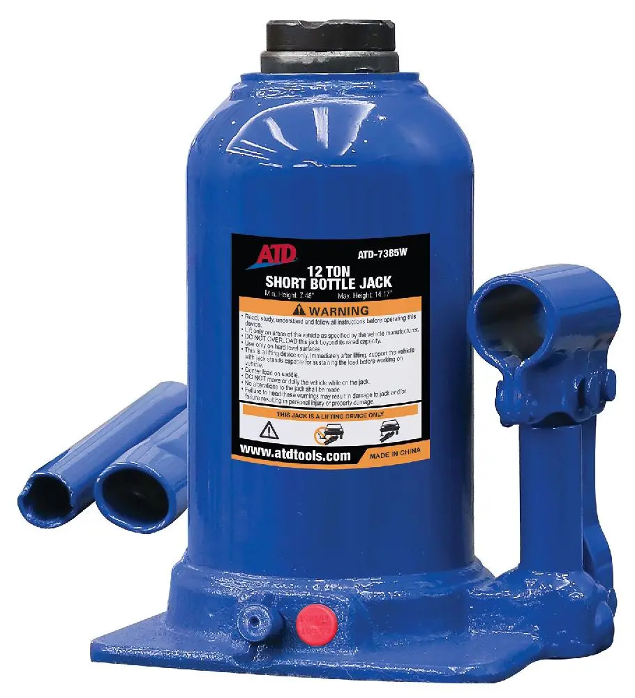 12-Ton Heavy-Duty Hydraulic Side Pump Bottle Jack (Shorty Version) | 7385W Atd Tools 1