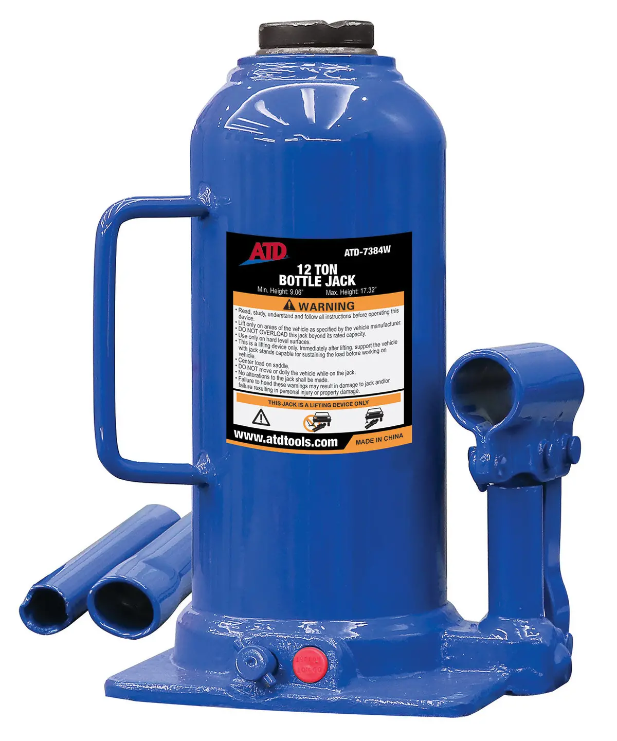 12-Ton Heavy-Duty Hydraulic Side Pump Bottle Jack | 7384W Atd Tools 1