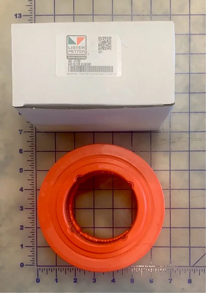 366-07188 Air Filter Element, Used On Lister Petter Model Ts, Tr, Tx, St And P600 Engines 1