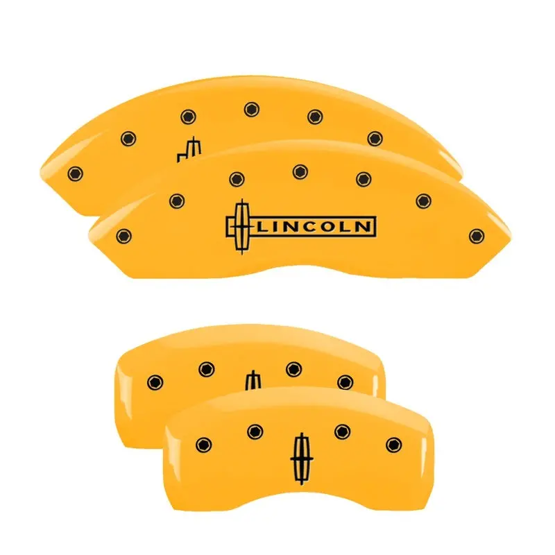 Mgp Engraved 4-Piston Caliper Covers For 2008 Lincoln Mkx – Yellow Finish With Black Char And Star Logo 1
