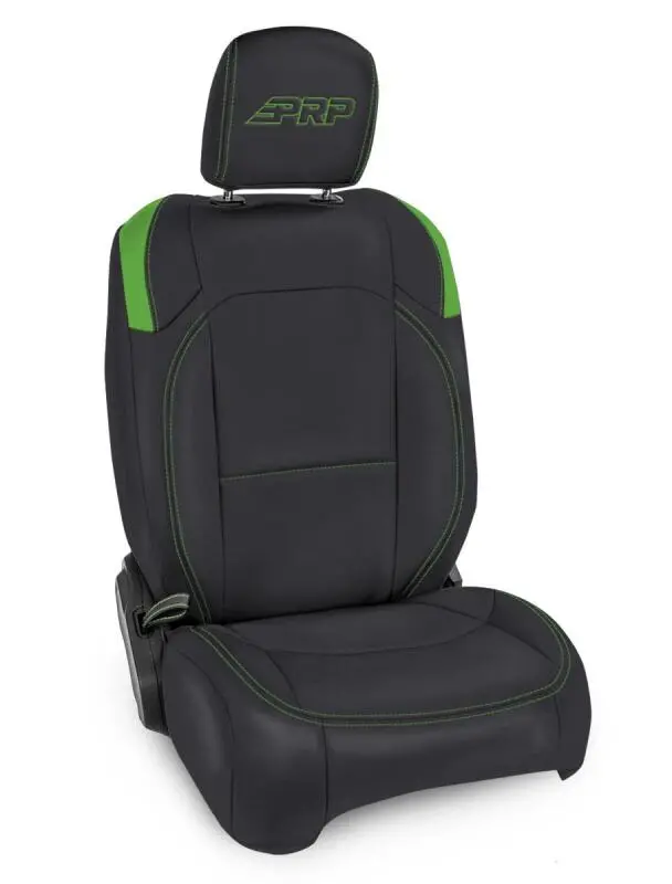 Prp Black & Green Front Seat Covers With Back Pockets For 2-Door Jeep Wrangler Jl 1