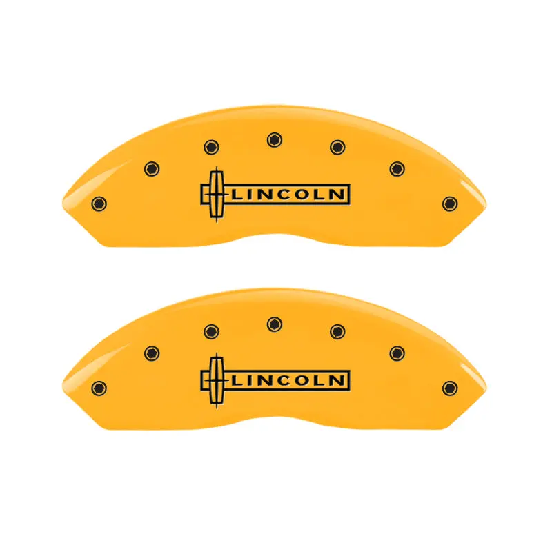Mgp Engraved 4-Piston Caliper Covers For 2008 Lincoln Mkx – Yellow Finish With Black Char And Star Logo 2