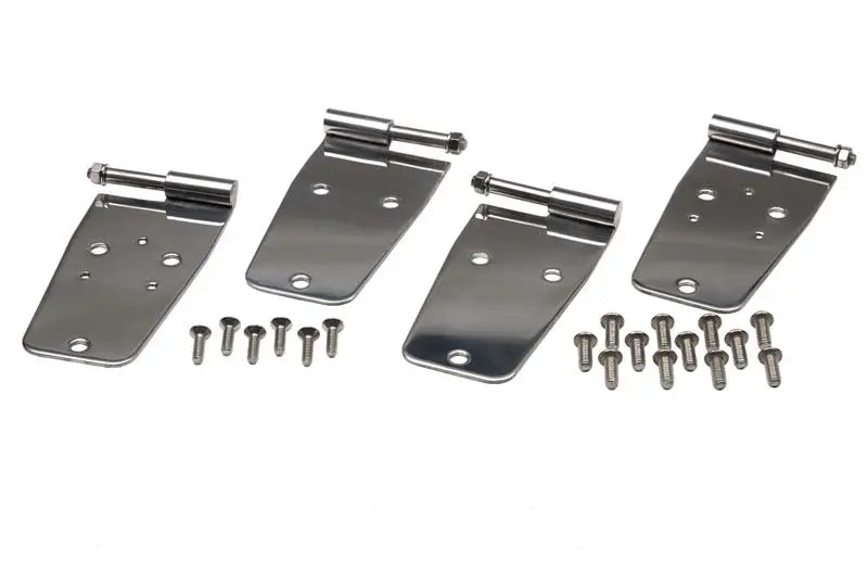 Kentrol Polished Silver Door Hinge Set – 4-Piece Kit For Jeep Cj & Yj (1976–1993) 1